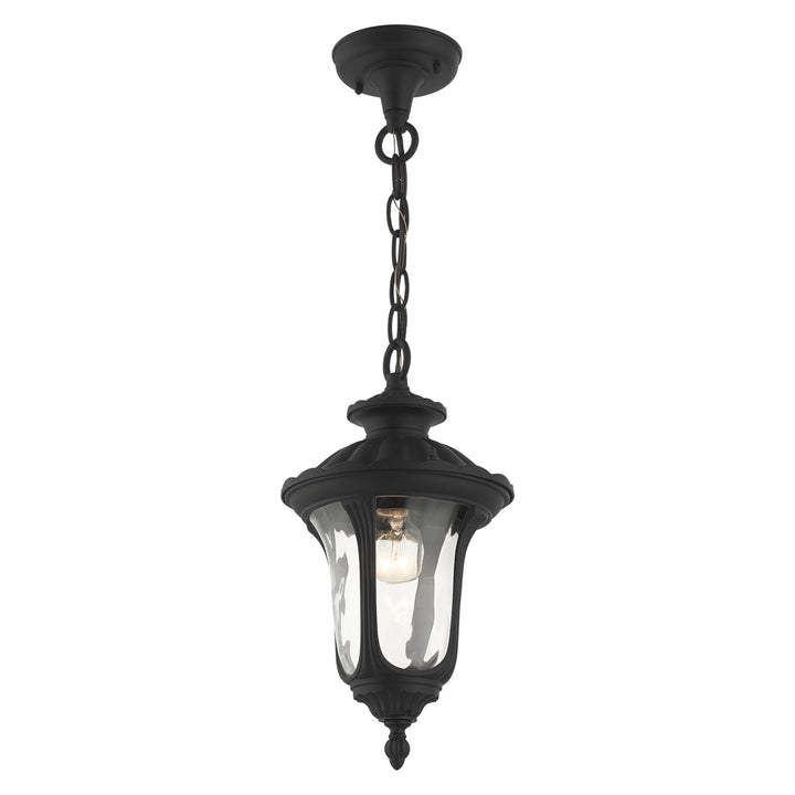 1 Light Textured Black Outdoor Pendant Lantern