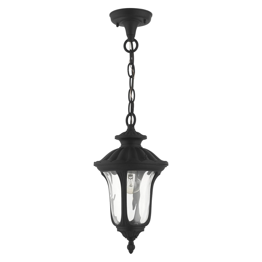 1 Light Textured Black Outdoor Pendant Lantern