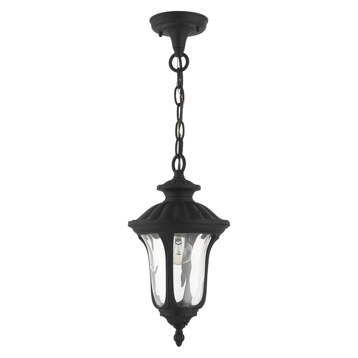 1 Light Textured Black Outdoor Pendant Lantern