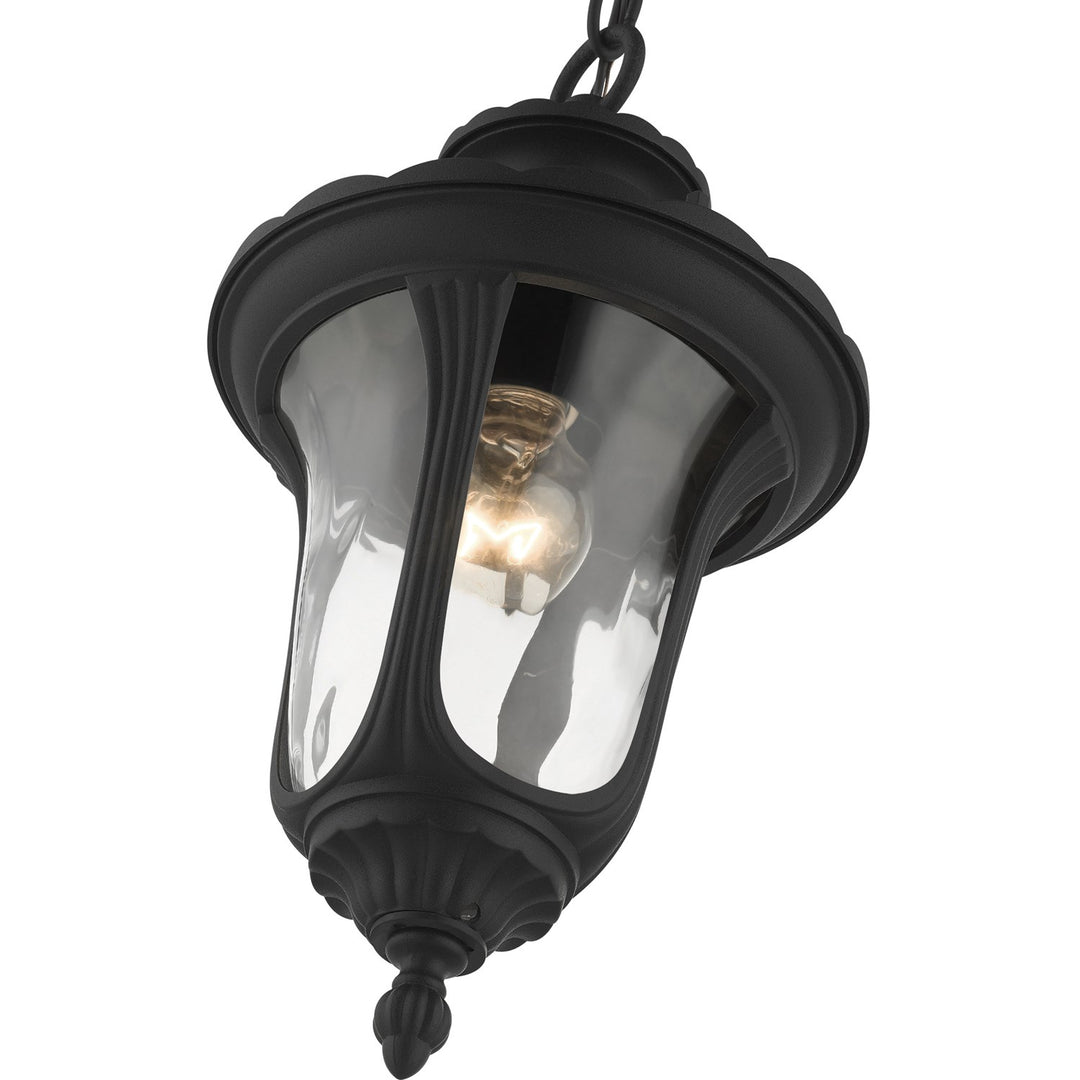 1 Light Textured Black Outdoor Pendant Lantern