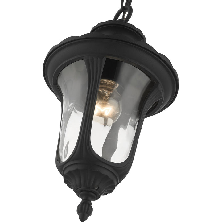 1 Light Textured Black Outdoor Pendant Lantern