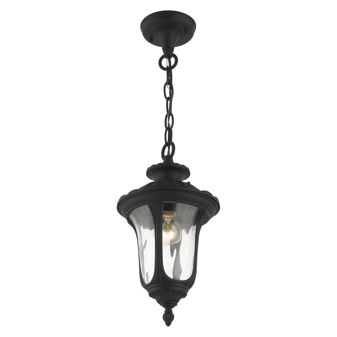 1 Light Textured Black Outdoor Pendant Lantern