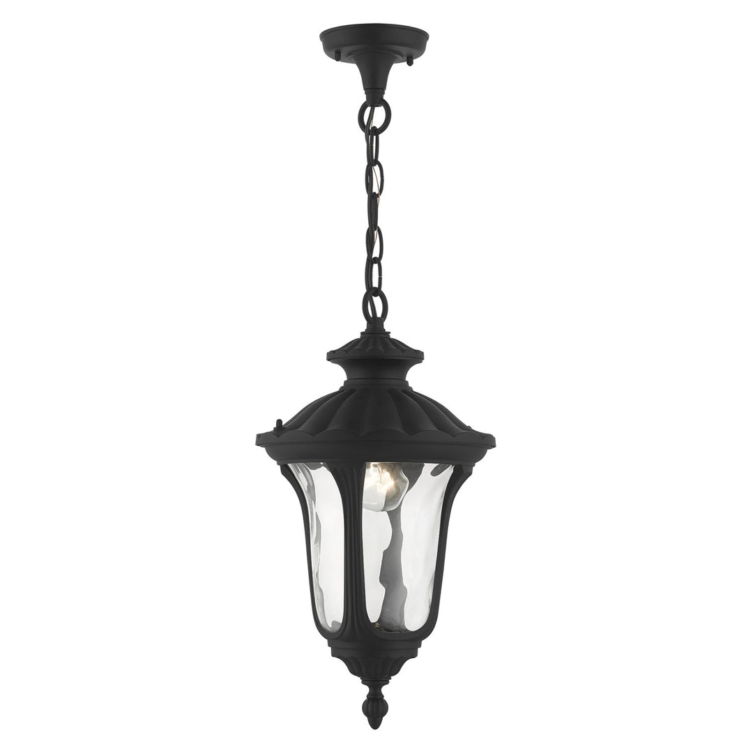 1 Light Textured Black Outdoor Pendant Lantern by Livex Lighting