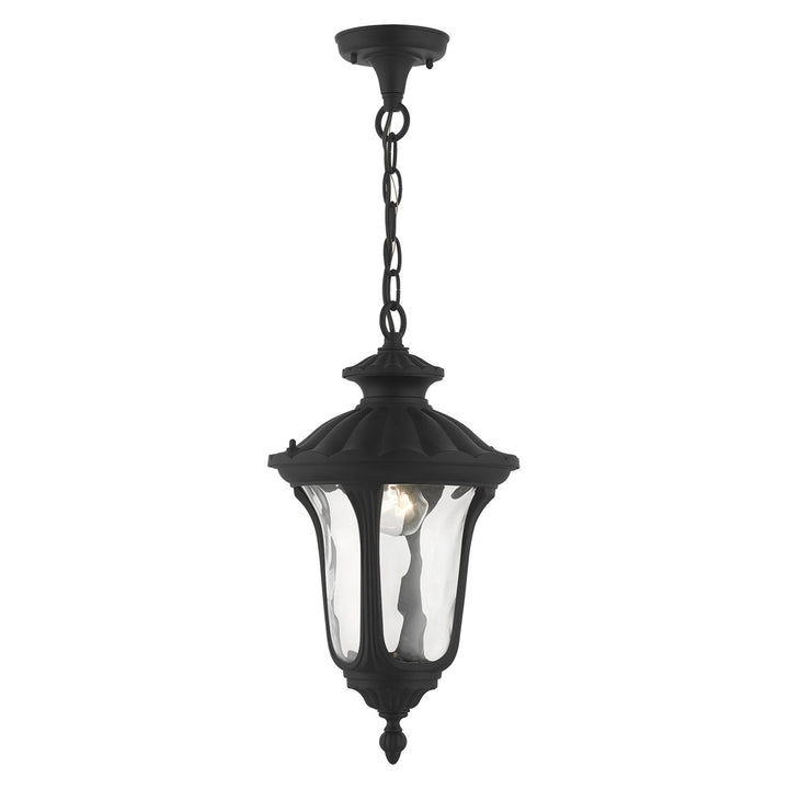 1 Light Textured Black Outdoor Pendant Lantern by Livex Lighting