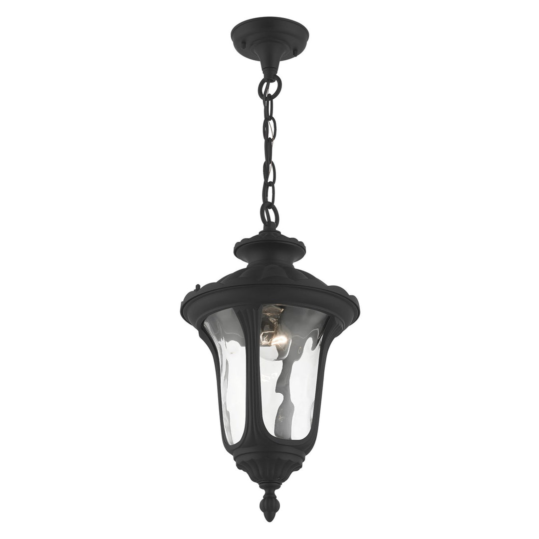1 Light Textured Black Outdoor Pendant Lantern