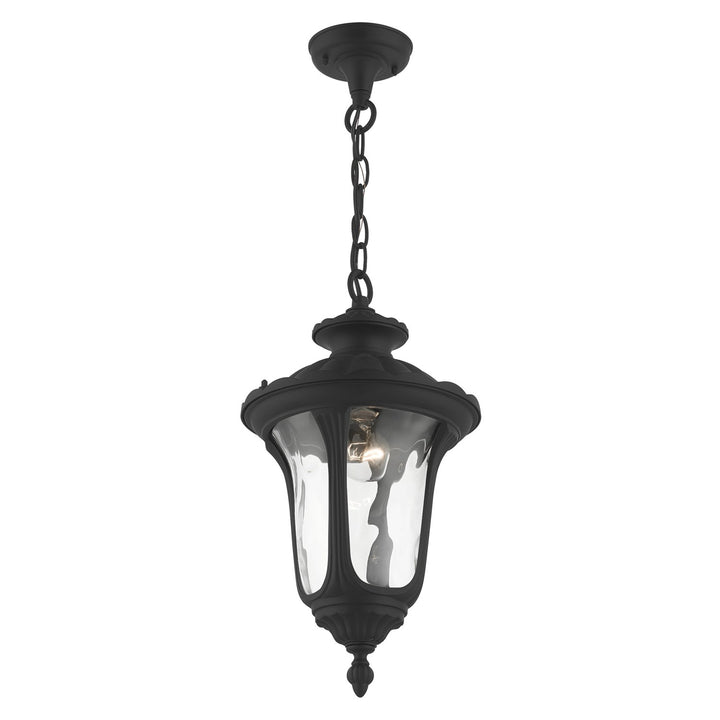 1 Light Textured Black Outdoor Pendant Lantern