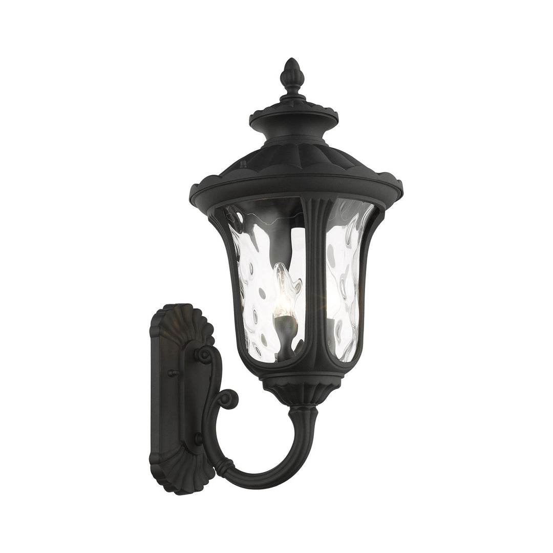 3 Light Textured Black Outdoor Wall Lantern