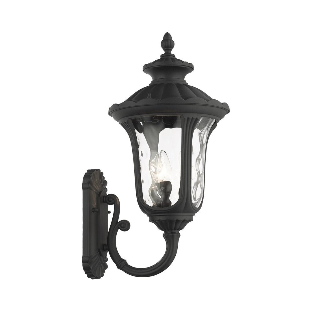 3 Light Textured Black Outdoor Wall Lantern