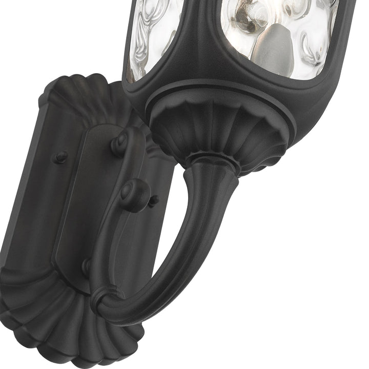 3 Light Textured Black Outdoor Wall Lantern