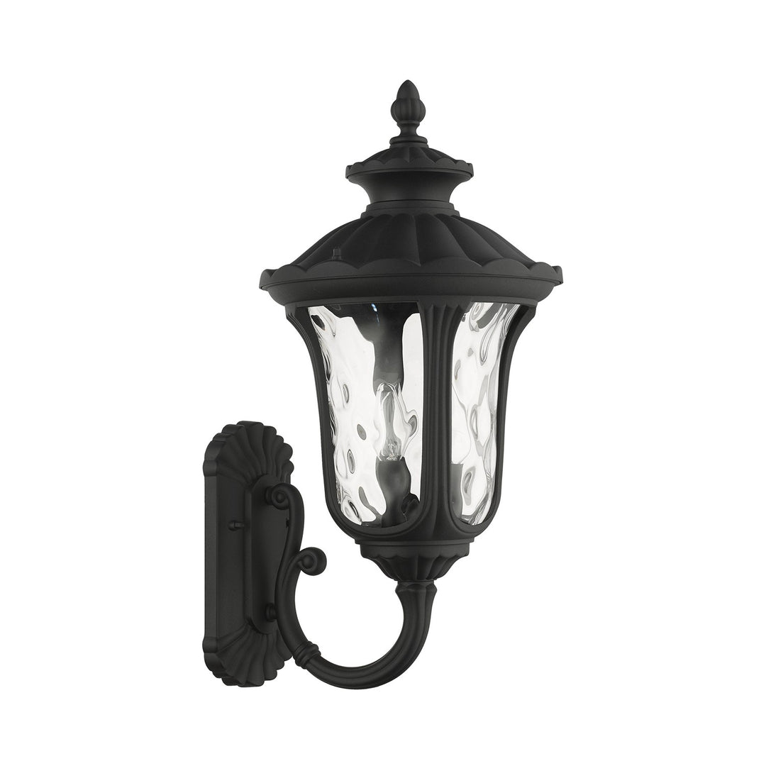3 Light Textured Black Outdoor Wall Lantern