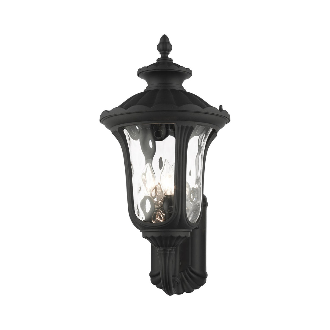 3 Light Textured Black Outdoor Wall Lantern