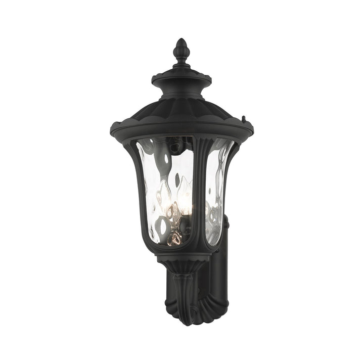 3 Light Textured Black Outdoor Wall Lantern