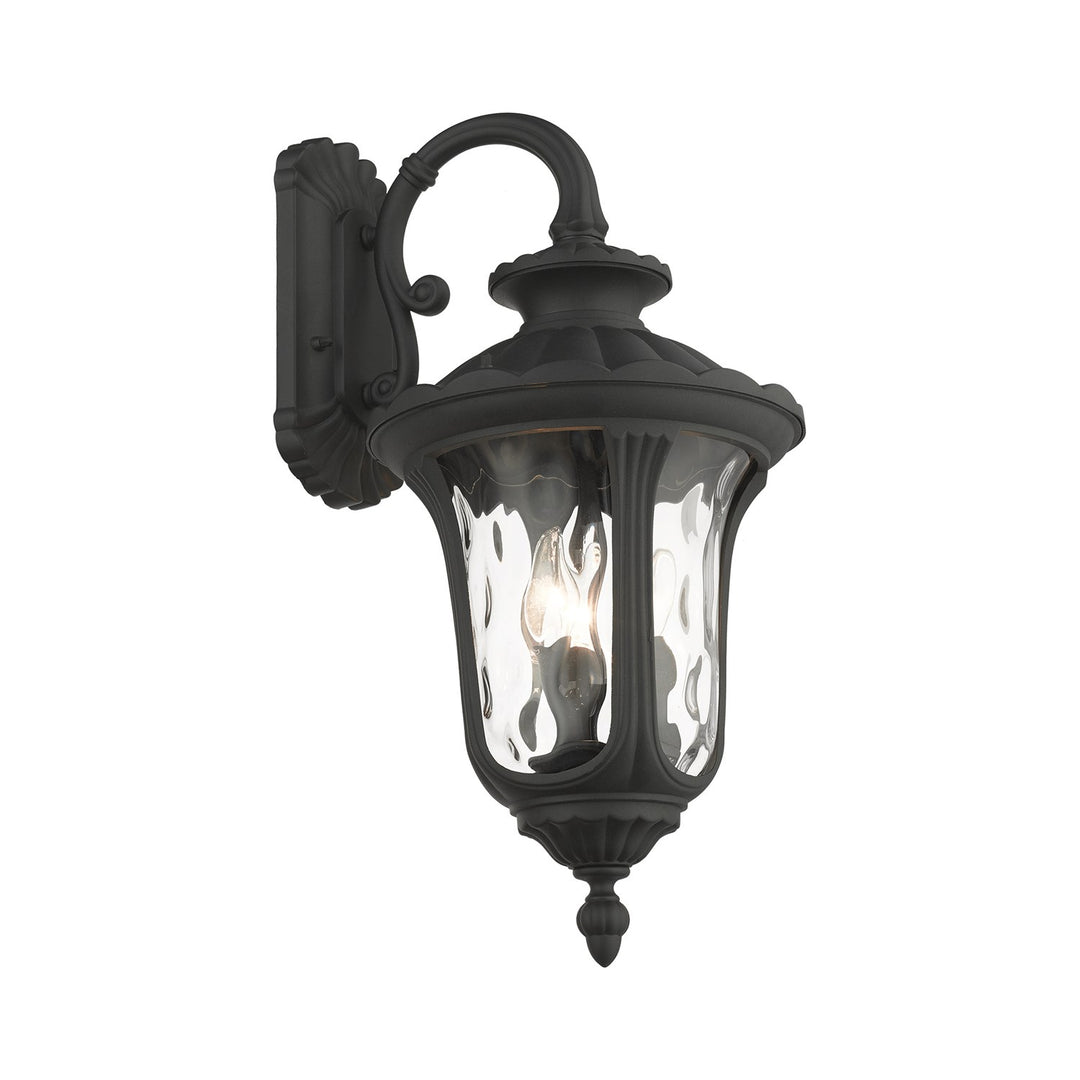 3 Light Textured Black Outdoor Wall Lantern