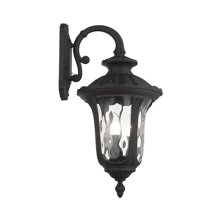 3 Light Textured Black Outdoor Wall Lantern