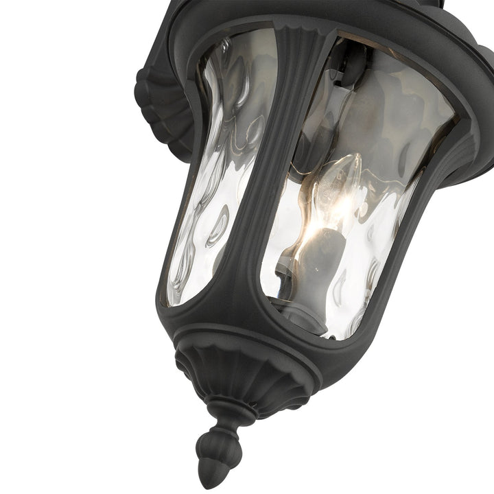 3 Light Textured Black Outdoor Wall Lantern