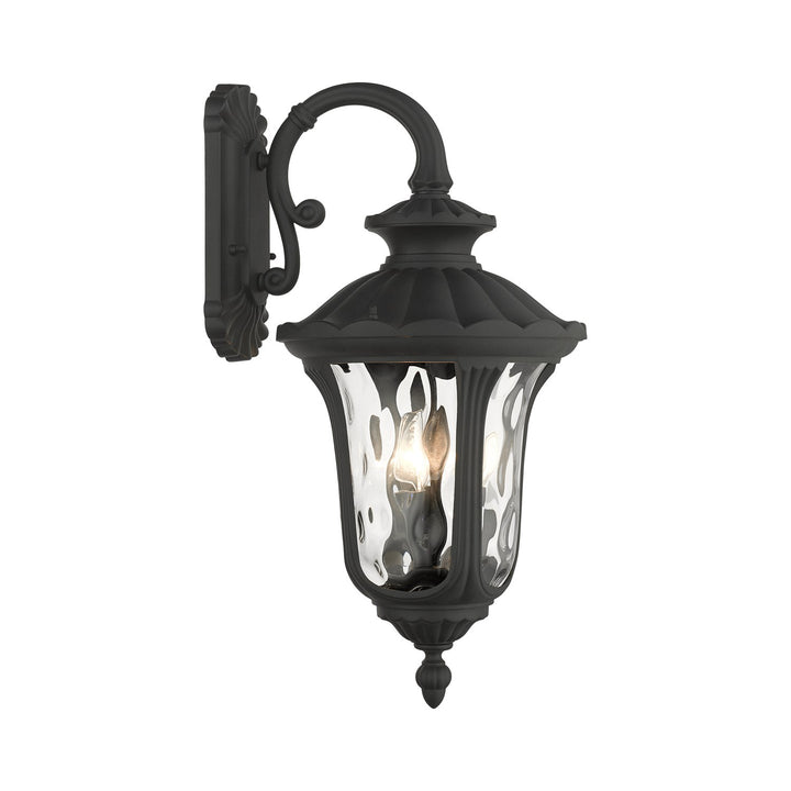 3 Light Textured Black Outdoor Wall Lantern