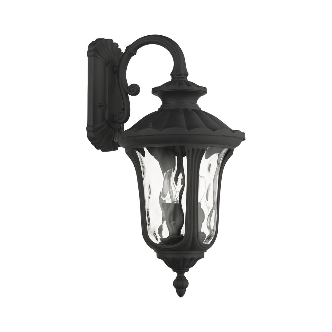 3 Light Textured Black Outdoor Wall Lantern