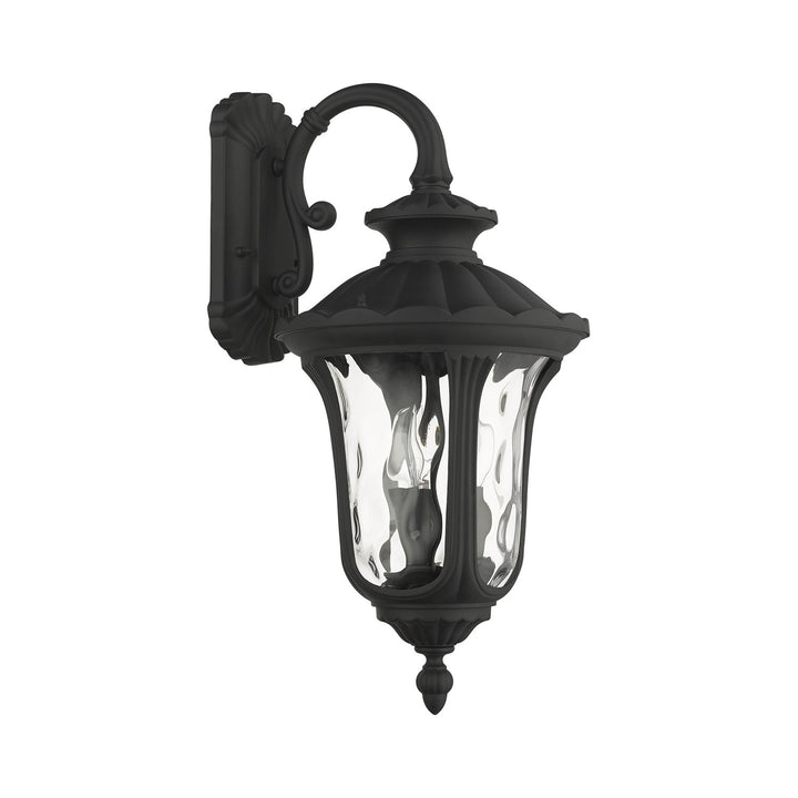 3 Light Textured Black Outdoor Wall Lantern
