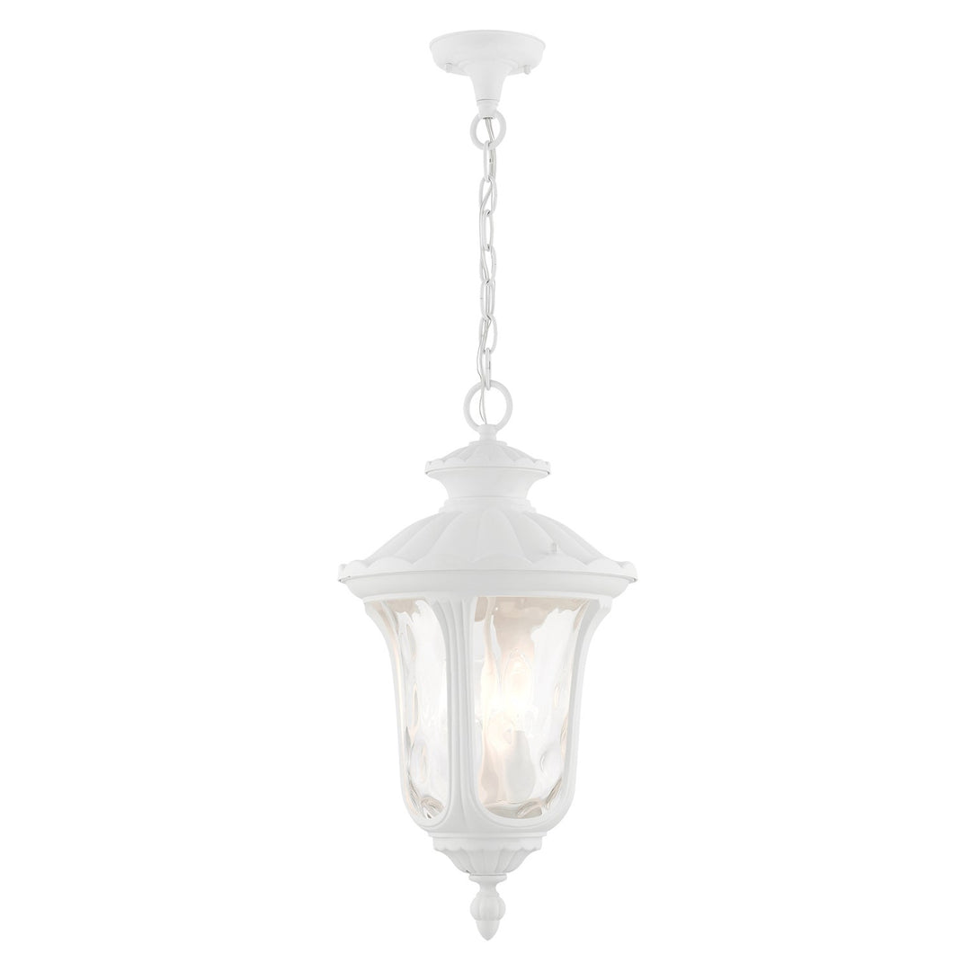 3 Light Textured White Outdoor Pendant Lantern by Livex Lighting