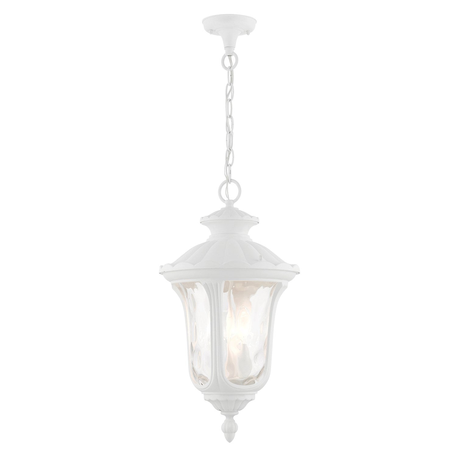 3 Light Textured White Outdoor Pendant Lantern by Livex Lighting