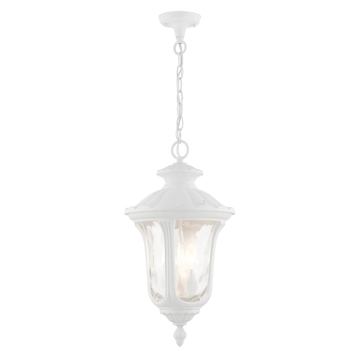 3 Light Textured White Outdoor Pendant Lantern by Livex Lighting