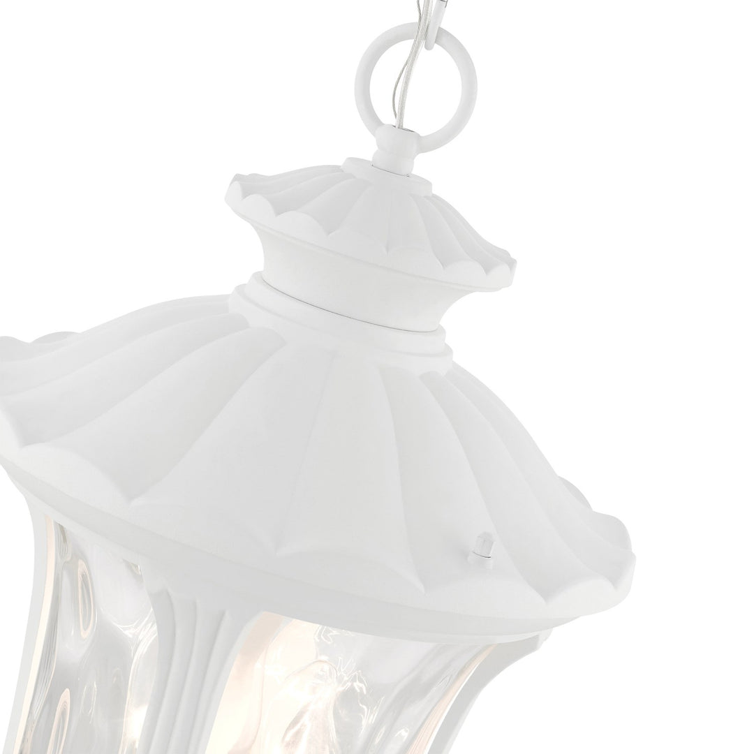 3 Light Textured White Outdoor Pendant Lantern