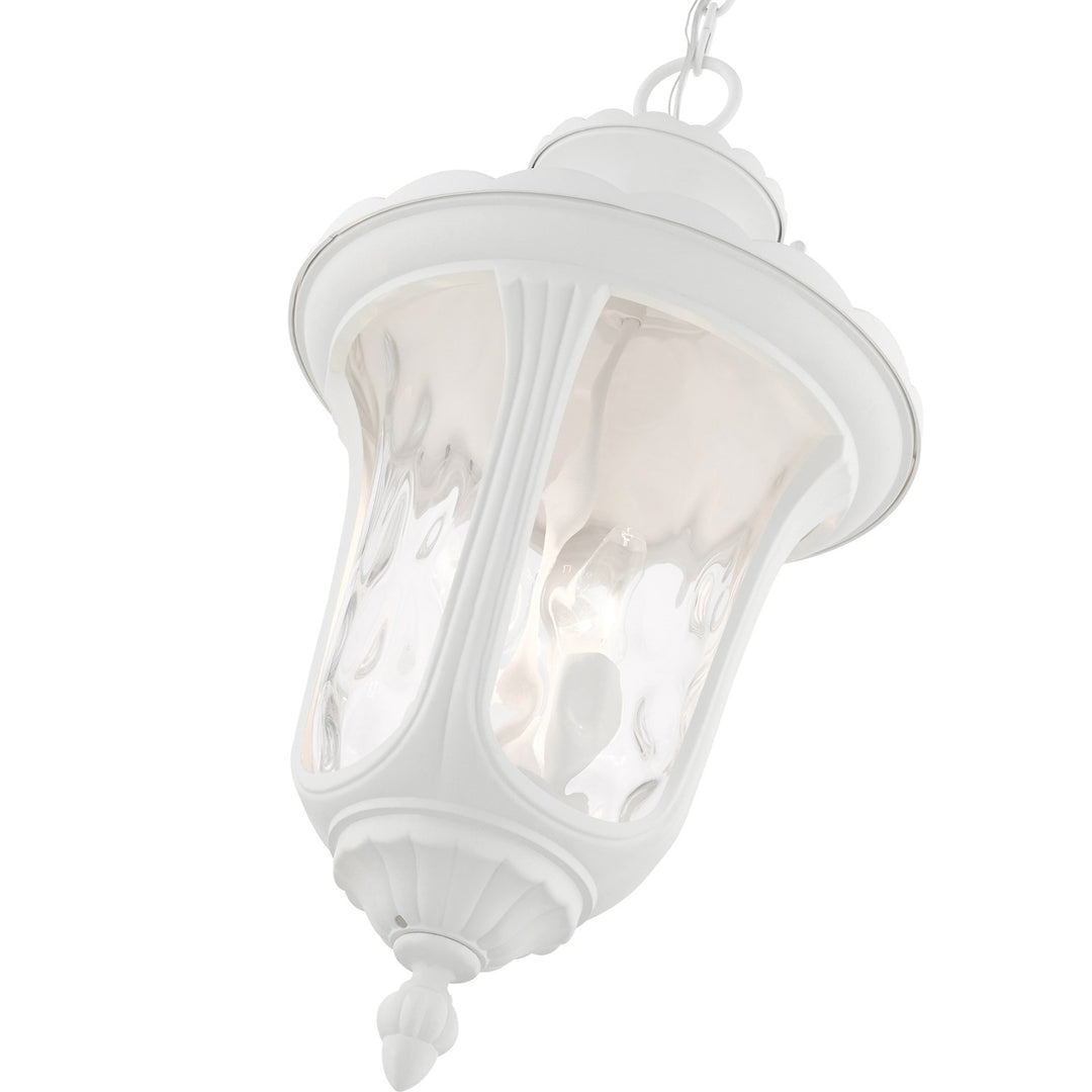 3 Light Textured White Outdoor Pendant Lantern