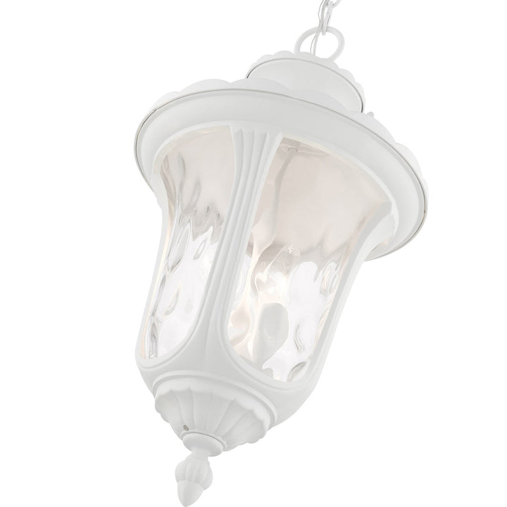 3 Light Textured White Outdoor Pendant Lantern