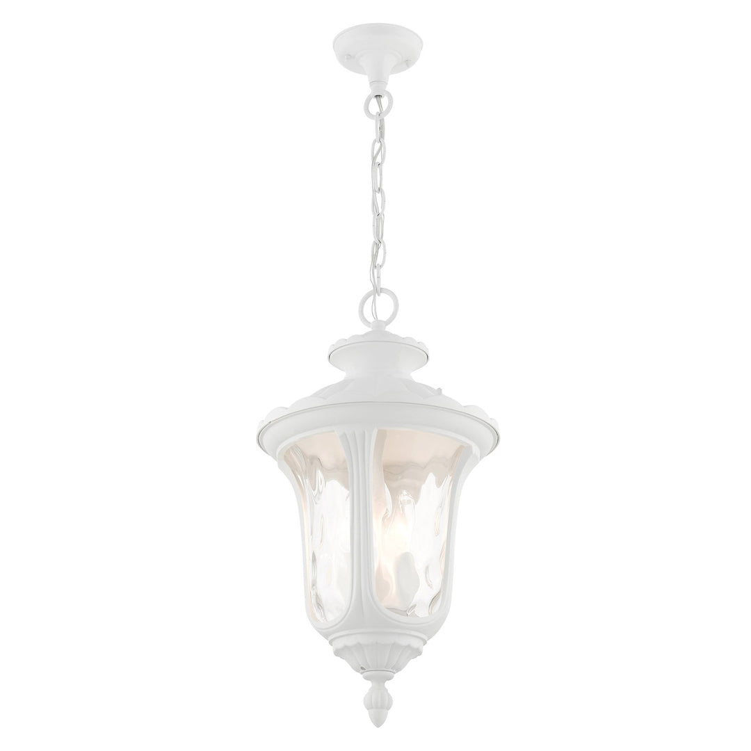 3 Light Textured White Outdoor Pendant Lantern