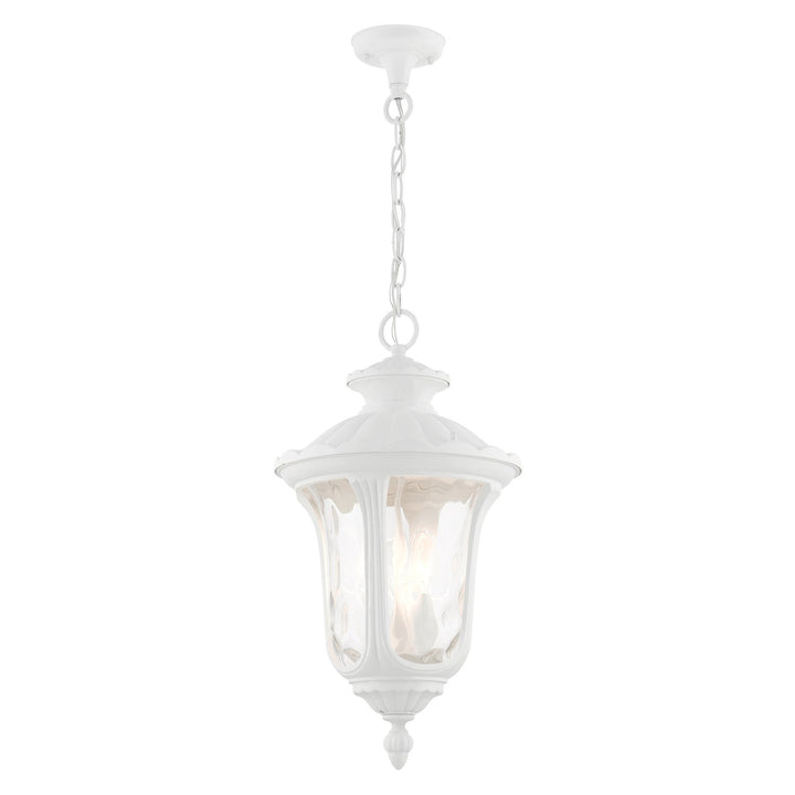 3 Light Textured White Outdoor Pendant Lantern