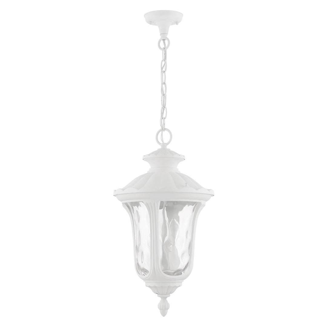 3 Light Textured White Outdoor Pendant Lantern