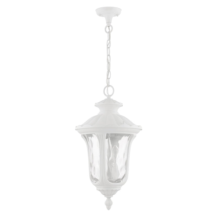3 Light Textured White Outdoor Pendant Lantern