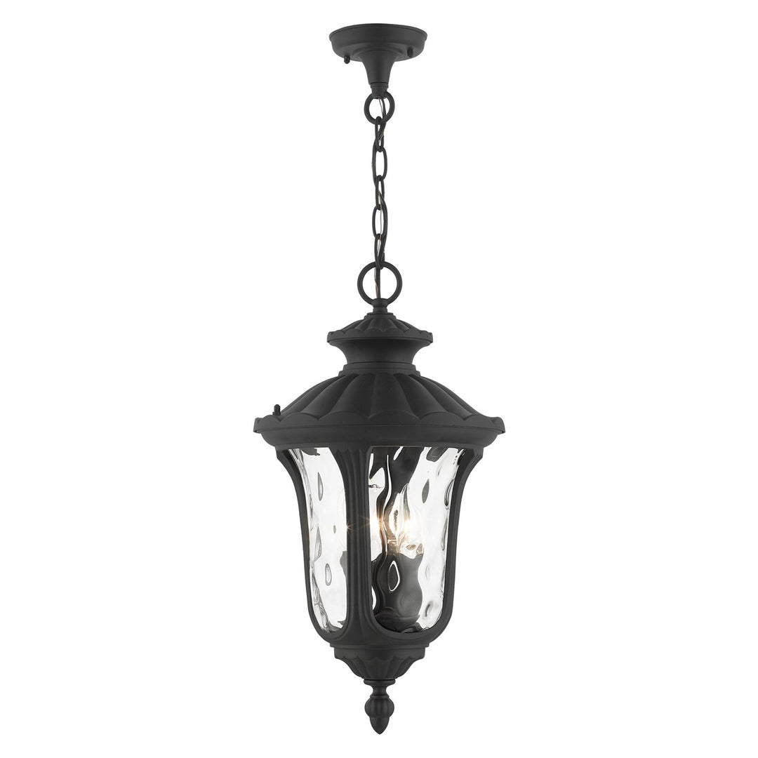 3 Light Textured Black Outdoor Pendant Lantern by Livex Lighting