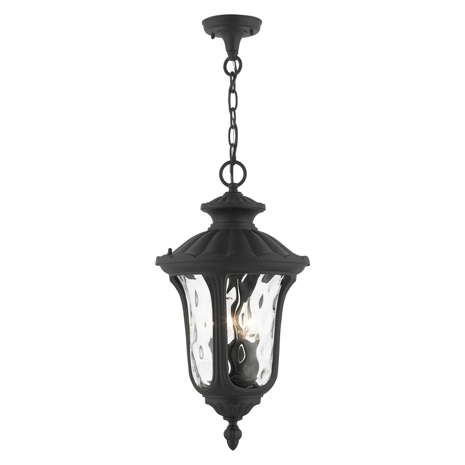 3 Light Textured Black Outdoor Pendant Lantern by Livex Lighting