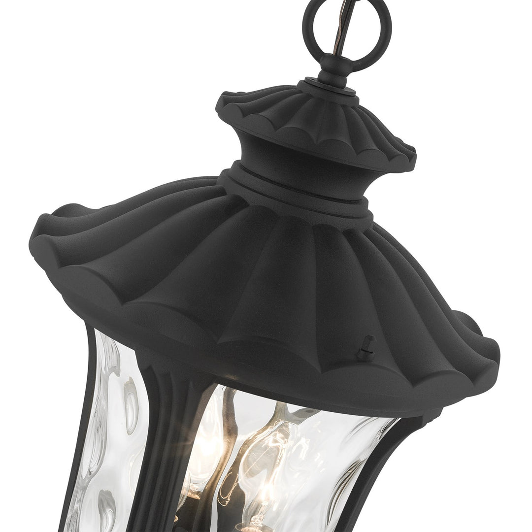 3 Light Textured Black Outdoor Pendant Lantern
