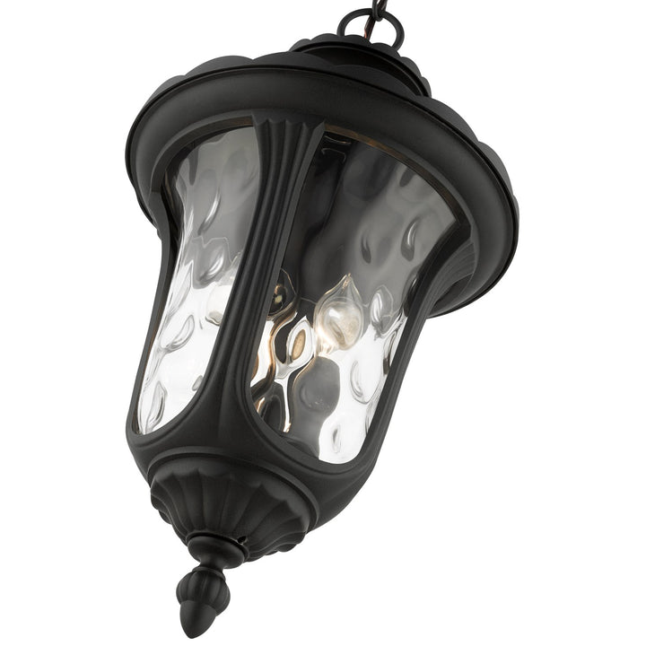 3 Light Textured Black Outdoor Pendant Lantern