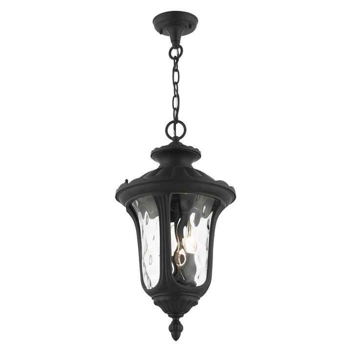 3 Light Textured Black Outdoor Pendant Lantern