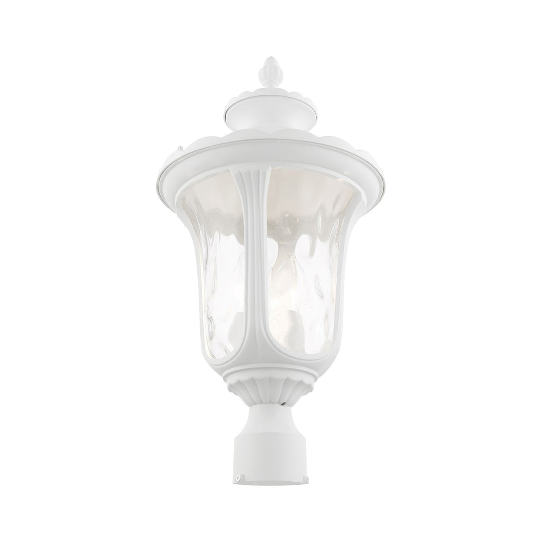 3 Light Textured White Outdoor Post Top Lantern