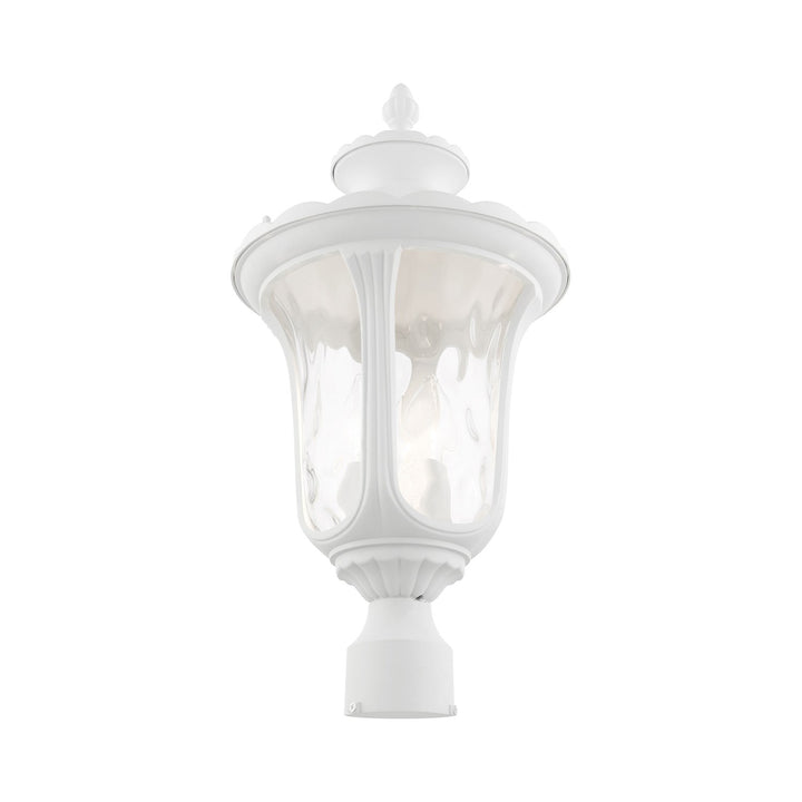 3 Light Textured White Outdoor Post Top Lantern