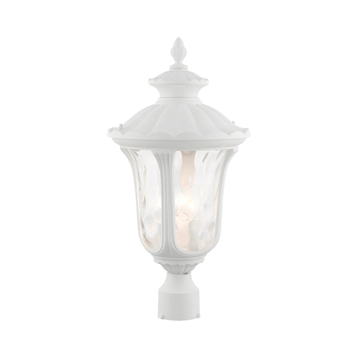 3 Light Textured White Outdoor Post Top Lantern