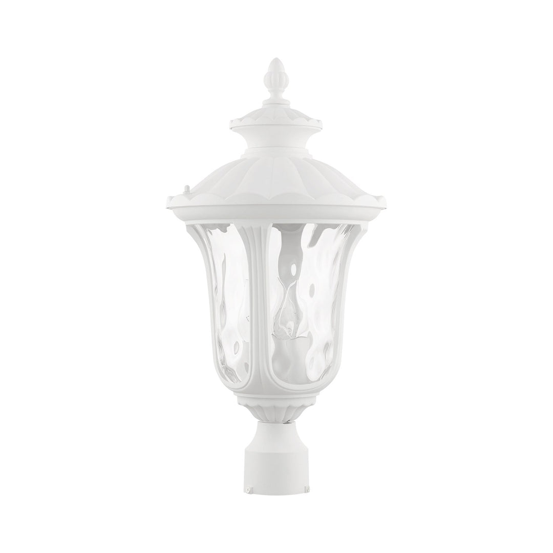 3 Light Textured White Outdoor Post Top Lantern