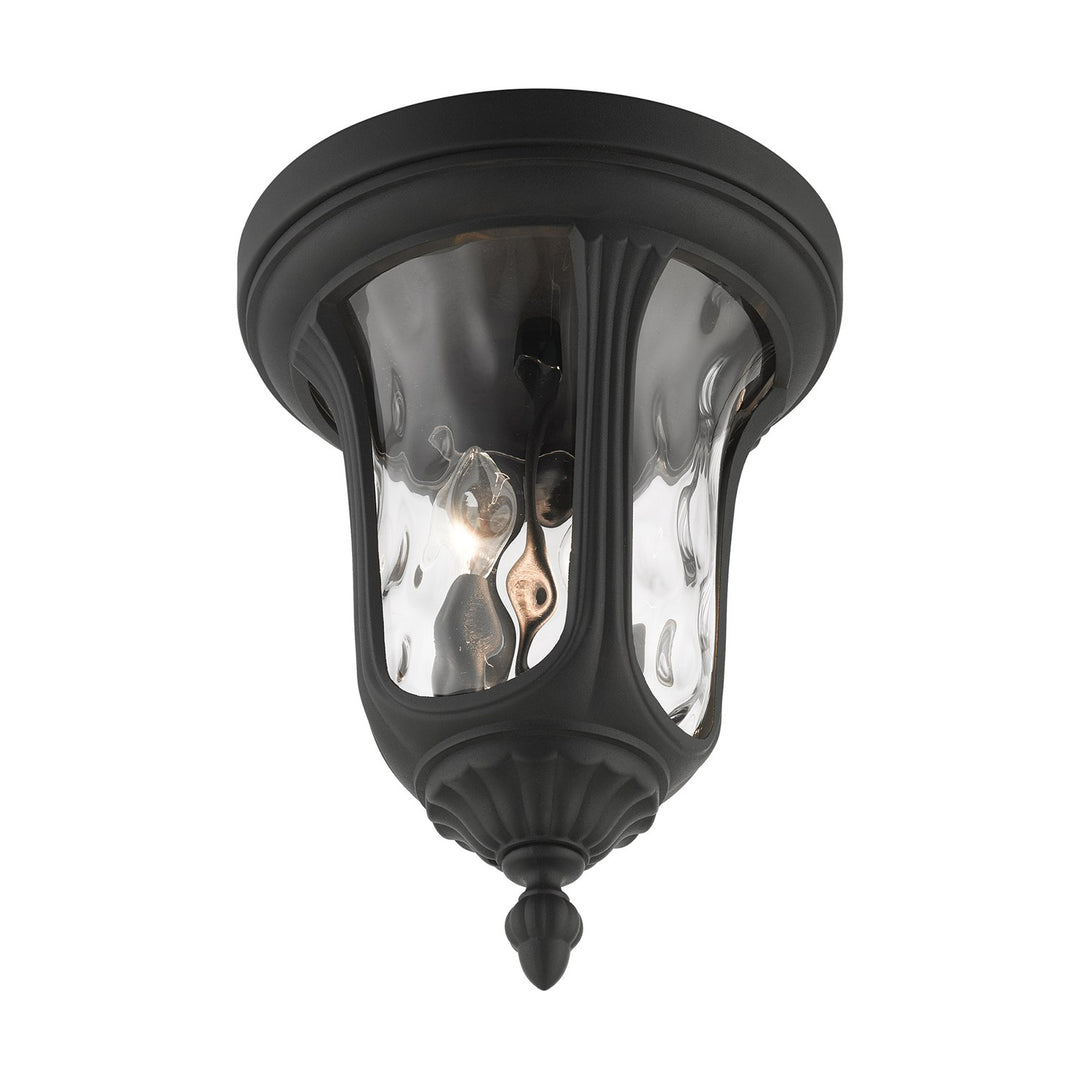 2 Light Textured Black Outdoor Ceiling Mount