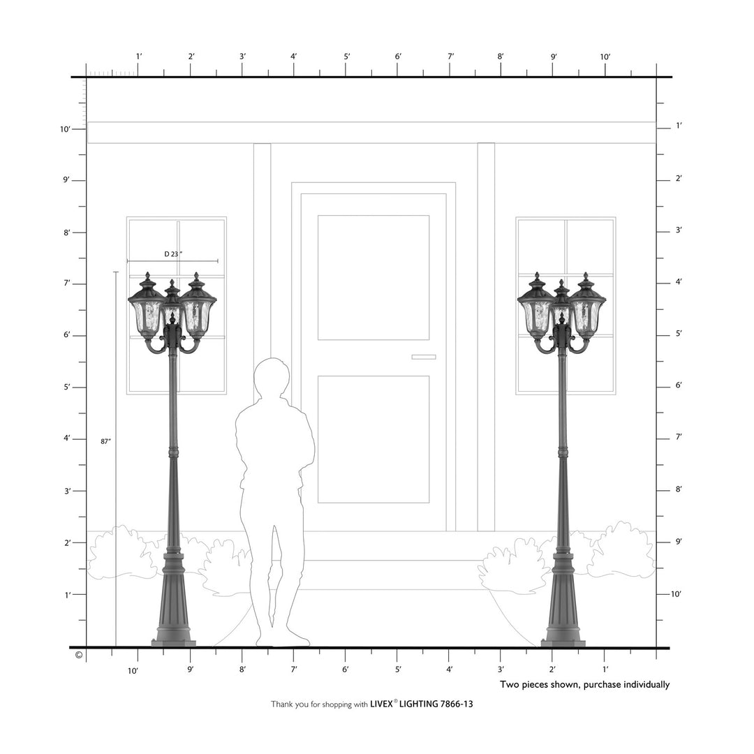 3 Light Textured White Outdoor Post Light