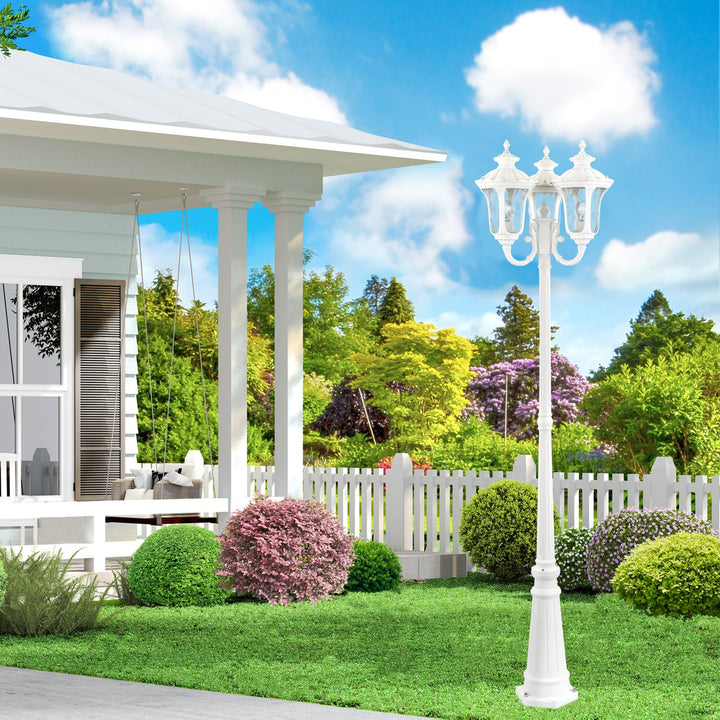 3 Light Textured White Outdoor Post Light