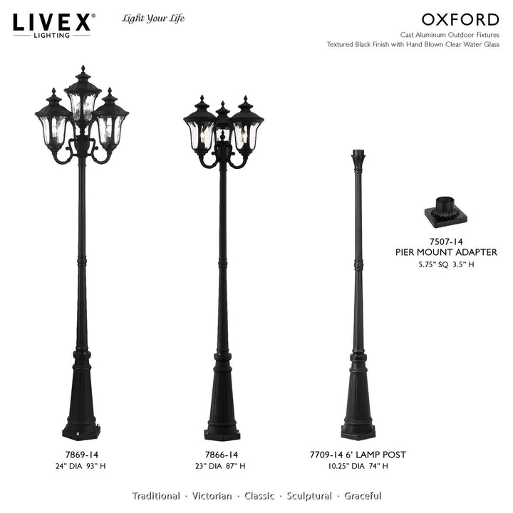 3 Light Textured Black Outdoor Post Light