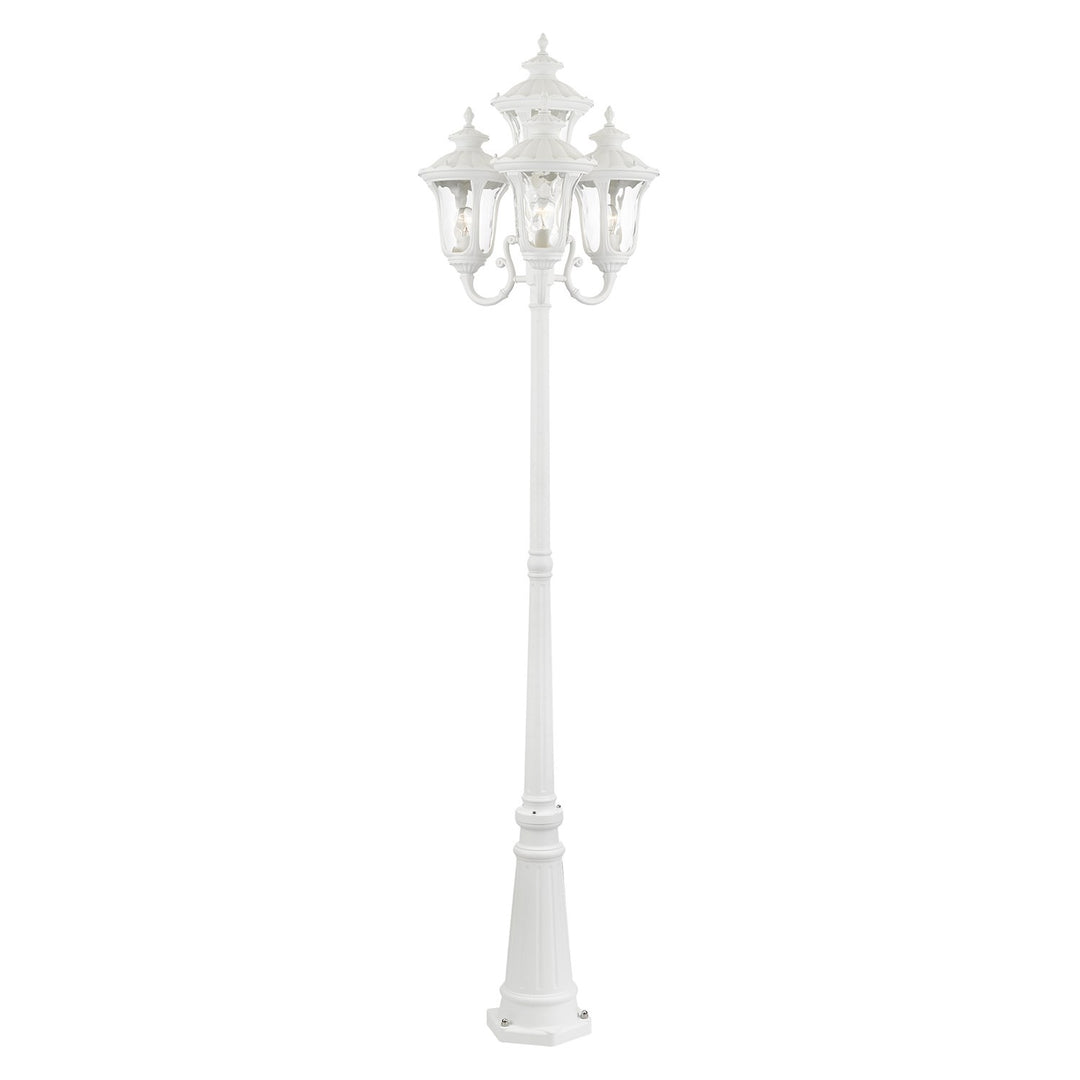 4 Light Textured White Outdoor Post Light