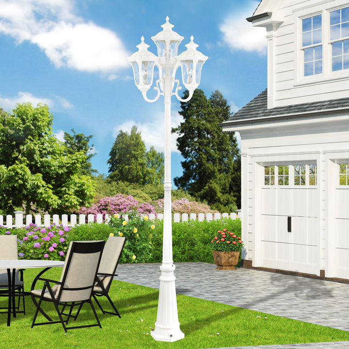 4 Light Textured White Outdoor Post Light