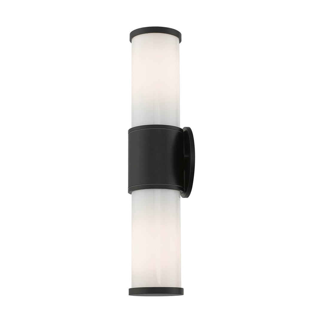 2 Light Textured Black Outdoor Ada Wall Lantern