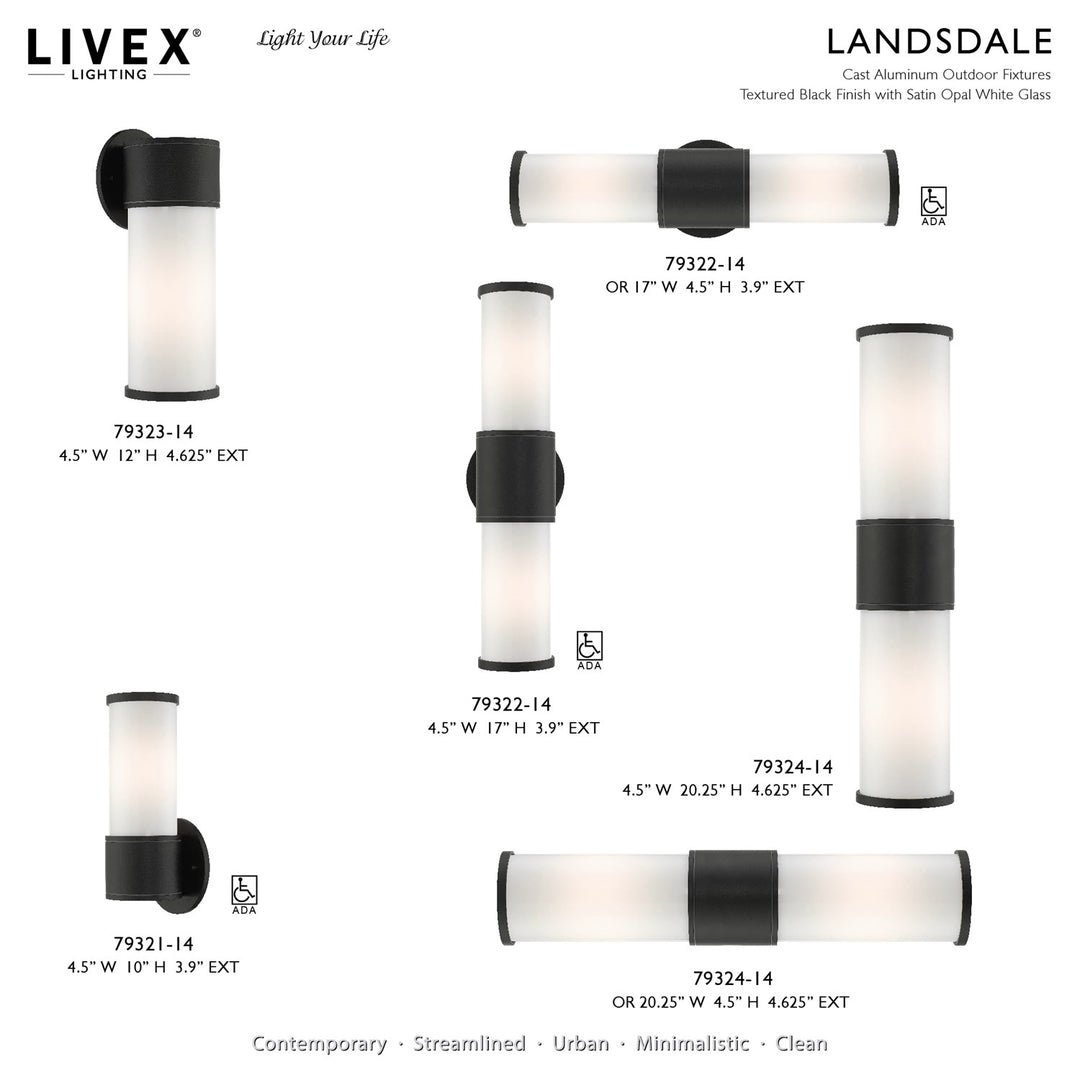 2 Light Textured Black Outdoor Ada Wall Lantern