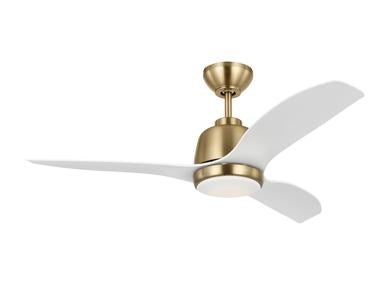 Ceiling Fan In Satin Brass With Matte White Blades by VC Fan Collection
